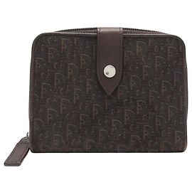 VINTAGE CHRISTIAN DIOR ZIPPERED JACQUARD OBSCUR WALLET Brown