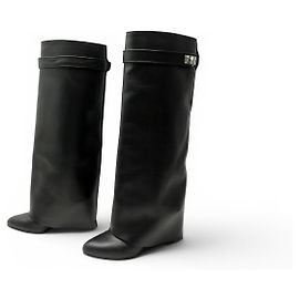 GIVENCHY SHARK 39 BLACK LEATHER & PALLADIO BLACK BOOTS Black