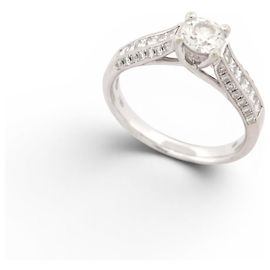 Autre Marque SOLITAIRE RING T53 IN 18K WHITE GOLD 4.5GR SET WITH 41 DIAMONDS 1.04CT GOLD RING White