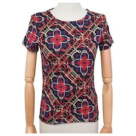 Hermès NUEVO T-SHIRT HERMES MICRO EPERON D'OR 890637DI JERSEY DE ALGODÓN 34 S T-SHIRT Azul