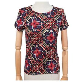 Hermès NEUF TSHIRT HERMES MICRO EPERON D'OR 890637DI JERSEY DE COTON 34 S T-SHIRT Bleu