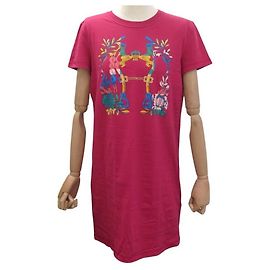 Hermès NEUES HERMES CARTOUCHE GERADES KLEID 36 S H4E4530DACF AUS BAUMWOLLJERSE Rot