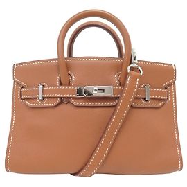 Hermès RARE NOVO BOLSA HERMES BIRKIN MINI 15 CM COURO MARROM ALÇA TINY BAG Marrom