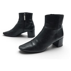 NEW SAINT LAURENT HEELED ANKLE BOOTS 500312 38 IN BLACK DISTRESSED LEATHER BOOTS Black