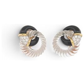 ORECCHINI BOUCHERON ONIX CRISTALLO DI ROCCA E DIAMANTI ORO GIALLO D'oro