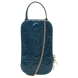 NEUE CHRISTIAN DIOR LADY HANDYTASCHE LACKLEDER BLAU BAG Blau