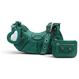 NOVA BOLSA BALENCIAGA LE CAGOLE XS 671309 ALÇA DE COURO VERDE Verde