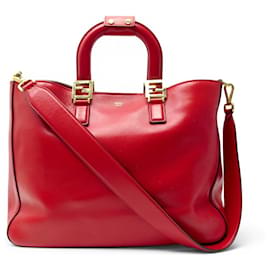FENDI TOTE MEDIUM 8BH368 LEDERHANDTASCHE ROT Rot