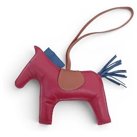 Hermès HERMES RODEO GM BAG CHARM BORDEAU LEATHER KEY RING Dark red