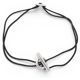 Hermès COLLANA HERMES SKIPPER NOIR ARGENTO MASSICCIO 925 BRACCIALE A DOPPIO GIRO Nero
