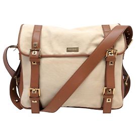 VINTAGE YVES SAINT LAURENT HANDBAG MESSENGER SHOULDER BAG CANVAS Beige