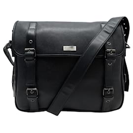 VINTAGE SAC A MAIN YVES SAINT LAURENT BESACE SACOCHE MESSENGER EN CUIR NOIR BAG Noir