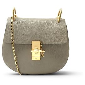 Chloé BOLSA CHLOE DREW SMALL COURO GRAIN TAUPE ALÇA Taupe