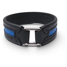 Hermès NEW HERMES TWO-TONE LEATHER BRACELET BLUE & BLACK T19 PALLADIUM STEEL BUCKLE Other
