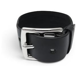Hermès NEW HERMES FORCE BRACELET CUFF STRAP BUCKLE HUNTER COWHIDE LEATHER Black