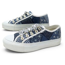 CHRISTIAN DIOR WALK'N PATCHWORK DENIM SNEAKERS 38 BLUE Blue