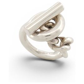 Hermès ANILLO HERMES CROISETTE GM H104587B T52 PLATA DE LEY 925 17.3GR SILVER RING Plata