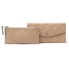NEW LOUIS VUITTON MONOGRAM EMPREINTE LEATHER WALLET Beige