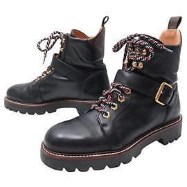 LOUIS VUITTON TERRITORY COMBAT BOOTS 1A4FNZ 38.5 RANGERS SHOES Black