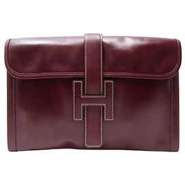 Hermès BOLSA HERMES JIGE ELAN PM em couro Box Rouge Bordeaux clutch bag Bordeaux