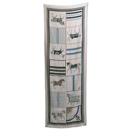 Hermès Echarpe HERMES COUVERTURES NOUVELLES RECTANGULAR 174 X 64CM SEDA Y CACHEMIRE Gris pardo