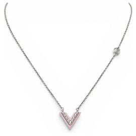 COLLAR LOUIS VUITTON ESSENTIAL V M63182 METAL TOM ARGENTO ROSA 39-44 Prata
