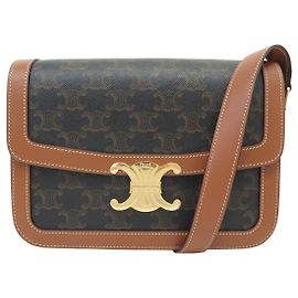 Céline NOVA BOLSA DE MÃO CELINE TRIOMPHE CLASSIC 191242 LONA E CALF LEATHER ALÇA Marrom