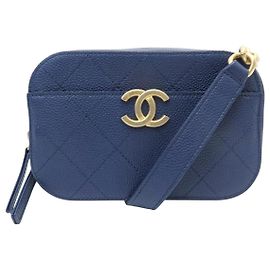 NOVA CHANEL MINI CAMERA WAIST BAG AS0311 COURO CAVIAR Azul