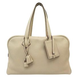 Hermès NOVA BOLSA DE MÃO HERMES VICTORIA II 35 EM COURO TAURILLON CLEMENCE CREME Cru