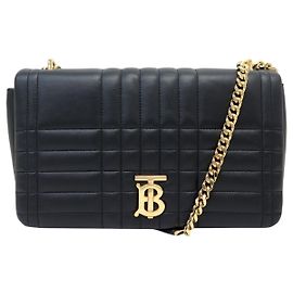 NEW BURBERRY LOLA QUILTED LEATHER HANDBAG BLACK SHOULDER BAG Black