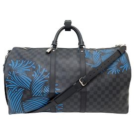 NOVA BOLSA DE VIAGEM LOUIS VUITTON X NEMETH KEEPALL 55 DAMIER GRAPHITE COM ALÇA Cinza