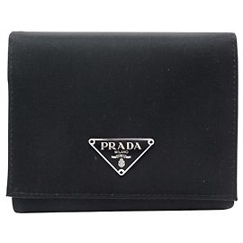 PRADA LOGO RE-NYLON CANVAS PICCOLO PORTAFOGLIO MONETE E CARTE Nero