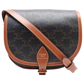 Céline NEUE CELINE FOLCO TRIOMPHE CANVAS SCHULTERTASCHE 191502 SCHULTERTASCHE Braun