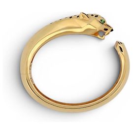 BRACCIALE CARTIER PANTHERE TSAVORITE GRANATO ONIX 17CM ORO GIALLO 18K 86G BANGLE D'oro
