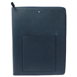 NEUF POCHETTE MONTBLANC 128521 ETUI POUR BLOC NOTES EN CUIR SARTORIAL BLEU Bleu