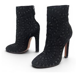 Alaïa NEW ALAIA BLACK DEER ANKLE BOOTS SUEDE 37.5 BLACK Black