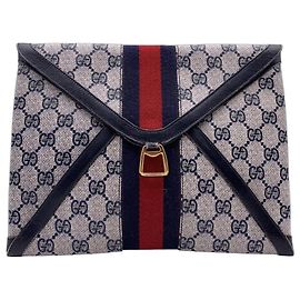 Gucci Clutch envelope Ophidia em canvas monograma azul vintage Azul