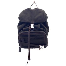 Prada Zaino vintage in lana verde scuro con coulisse Verde