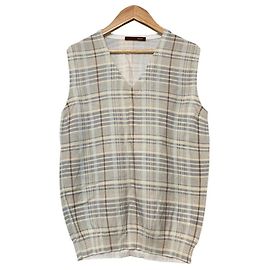 Chaleco de punto con estampado check Bally Castaño Blanco Crudo