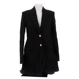 Versace Black Wool Mid-Length Coat Black