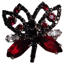 Ermanno Scervino Libellen-Brosche Schwarz Silber Rot