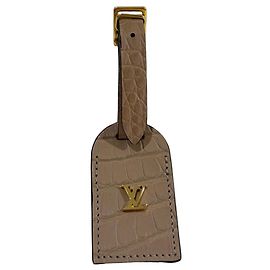 Étiquette de bagage en cuir taupe Matt Louis Vuitton Taupe