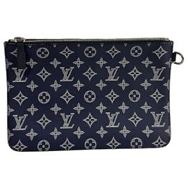 Louis Vuitton Monogram Shadow Pouch White Blue