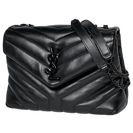 Saint Laurent Borsa a tracolla Lulu in pelle piccola Nero