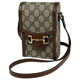 Gucci Horsebit 1955 GG Pattern Shoulder Bag Brown