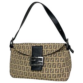 Fendi Zucchino Pattern Shoulder Bag Beige