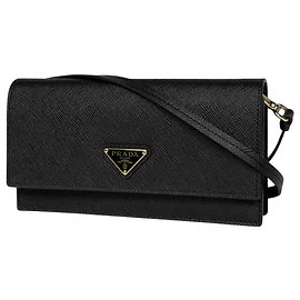 Mini borsa a tracolla Prada in pelle Saffiano nera Nero