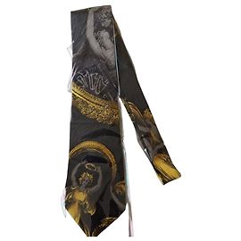 Corbata de seda Gianni Versace Negro Dorado Gris