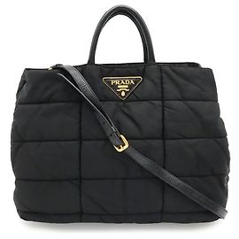 Prada Triangle Tote Bag Schwarz Weiß