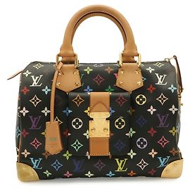 Louis Vuitton Monogram Multicolor Speedy 30 Handbag Black Multiple colors Monogram